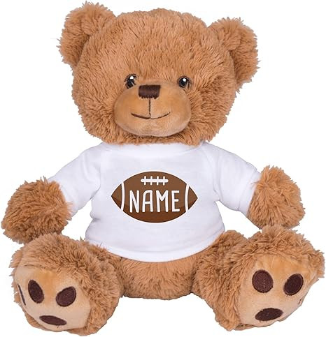 TeesAndTankYou Football Custom Name Teddy Bear with Personalized Custom Text: 8 Inch Brown Teddy ... | Amazon (US)