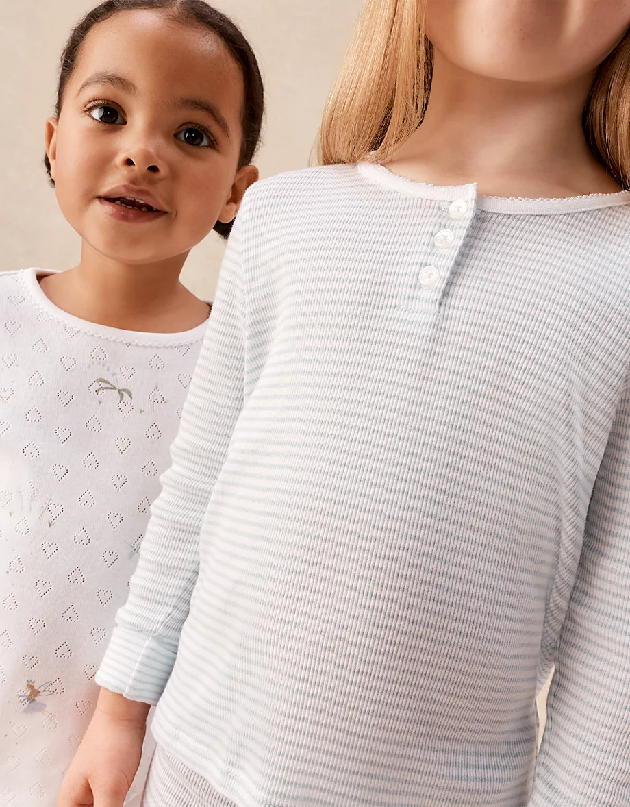 Organic Cotton Blend Slim Fit Fairy & Stripe Pyjamas \u2014 Set of 2 (2\u2013... | The White Company UK & ROW