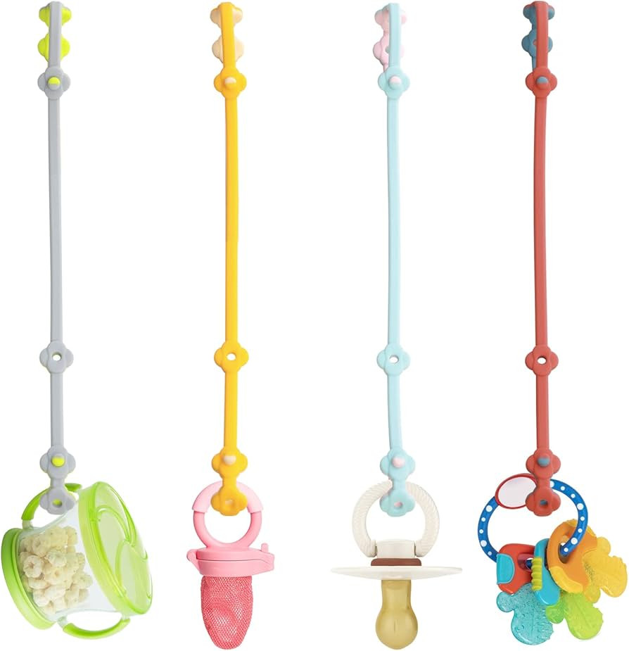 Toy Safety Straps 4PK Stretchable Silicone Pacifier Clips Baby Toddler Teether Bottle Harness Str... | Amazon (US)