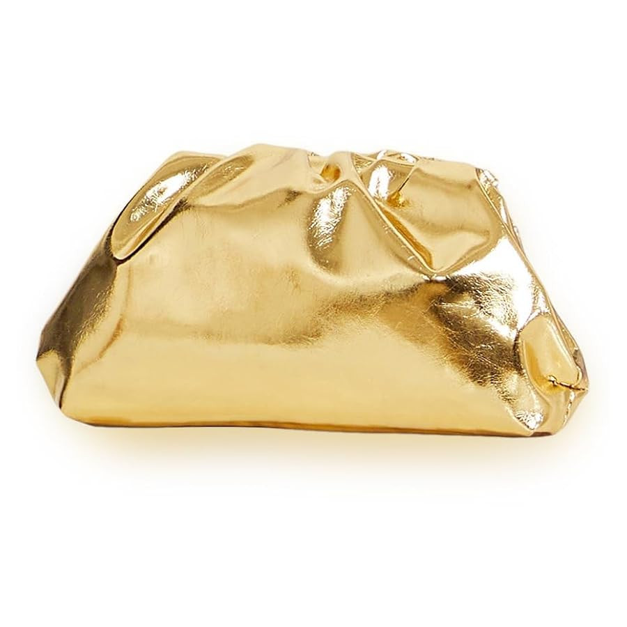 Pleated Evening Vegan Leather Clutch Handbag Purse Metallic PU Cloud Shoulder Bag for Women Eveni... | Amazon (US)
