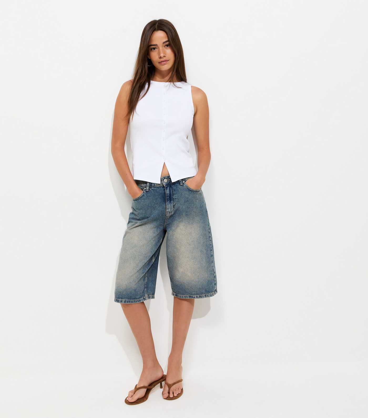 White Cotton Rich Button Through Tank Top | New Look | New Look (UK)