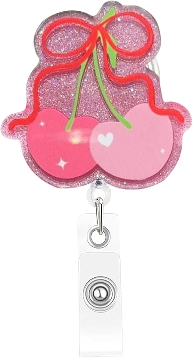 Valentines Badge Reels Cherry Badge Reel Pink Cherry Badge Holder Retractable Bow Name Tag Holder... | Amazon (US)