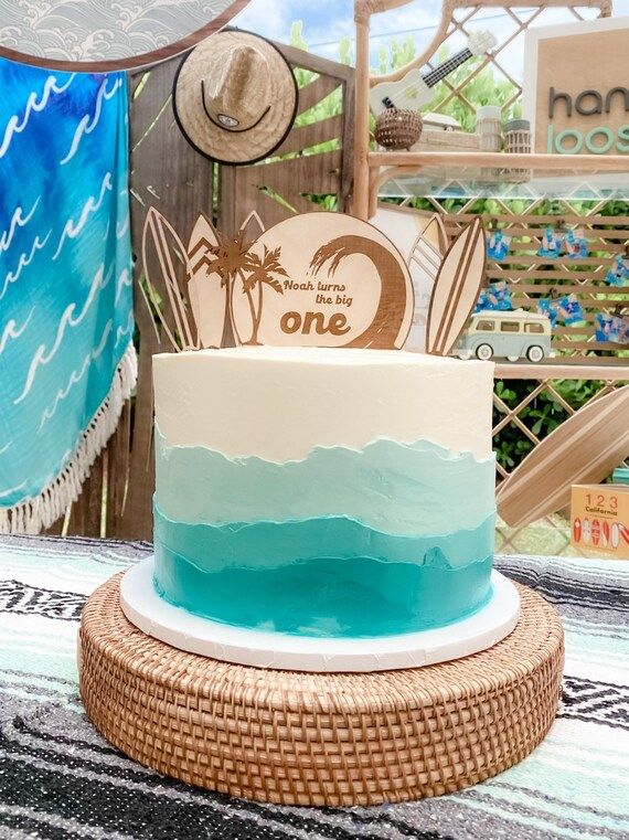 Surf Theme  Customized Engraved Cake Topper  Surfer Birthday | Etsy | Etsy (US)