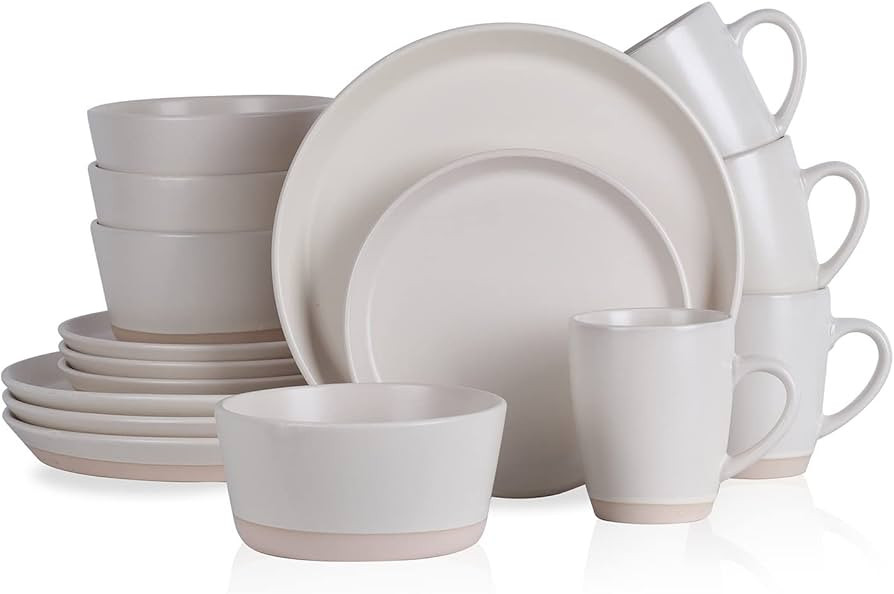 Stone lain Jules Stoneware Dinnerware Set, 16-Piece Service for 4, White | Amazon (US)