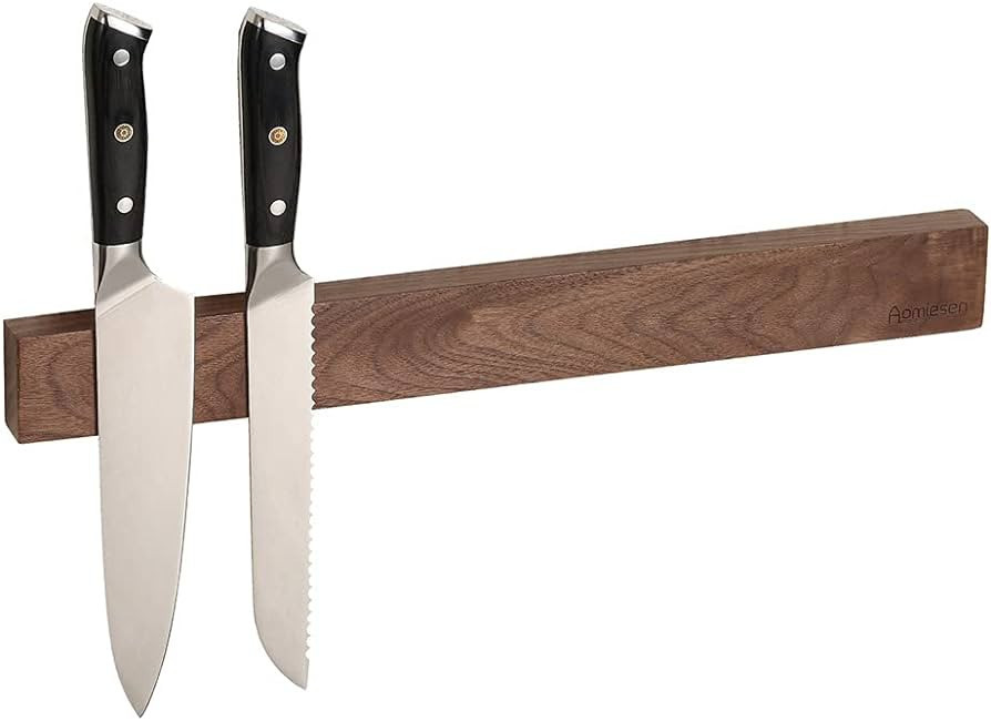 Walnut Magnetic Knife Holder for Wall- Powerful Wood Magnetic Knife Strip for Organizing your Kit... | Amazon (US)