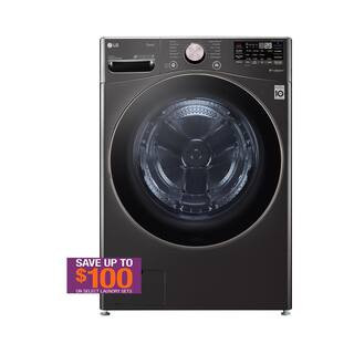 LG 4.5 Cu. Ft. Stackable SMART Front Load Washer in Black Steel with Steam and TurboWash360 Techn... | The Home Depot