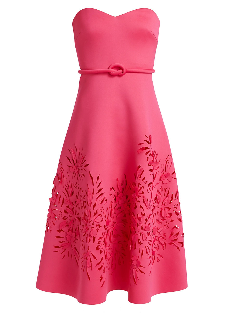 Women's Scuba Laser-Cut Strapless Dress - Rose - Size 4 | Saks Fifth Avenue