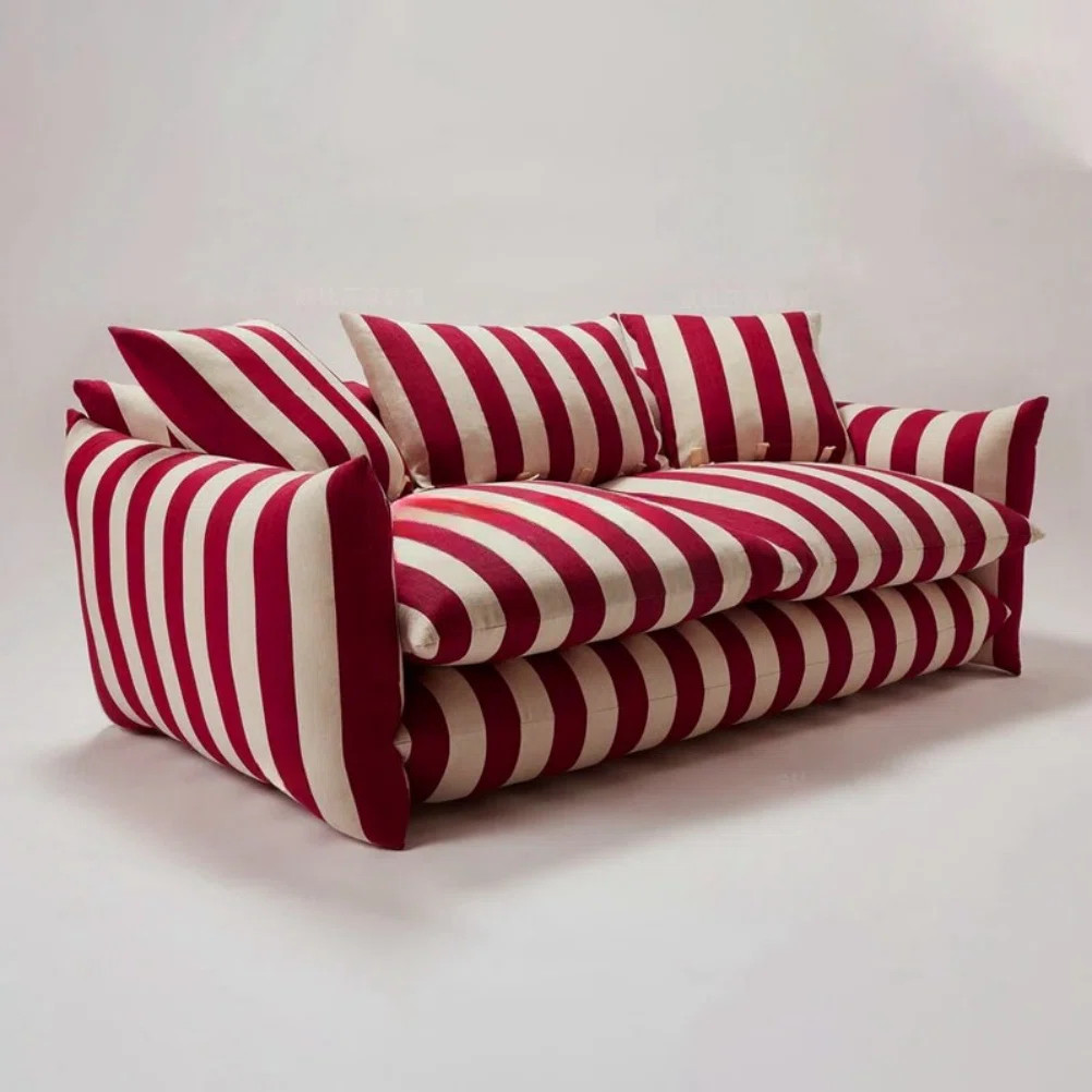 Danbenla design Simple Red And White Wide Striped Sofa | Wayfair | Wayfair North America