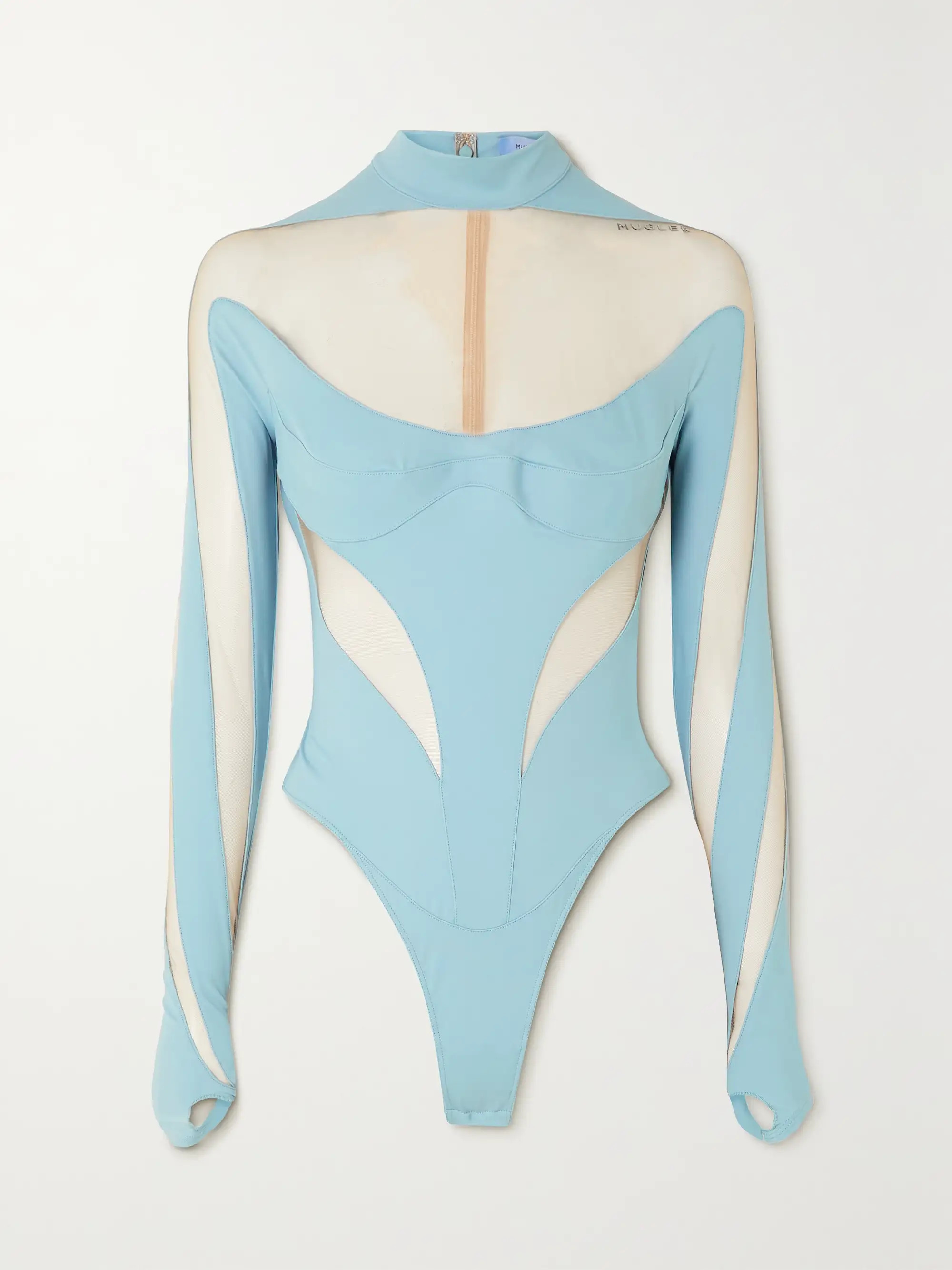 Cutout stretch-jersey and tulle bodysuit | NET-A-PORTER (UK & EU)