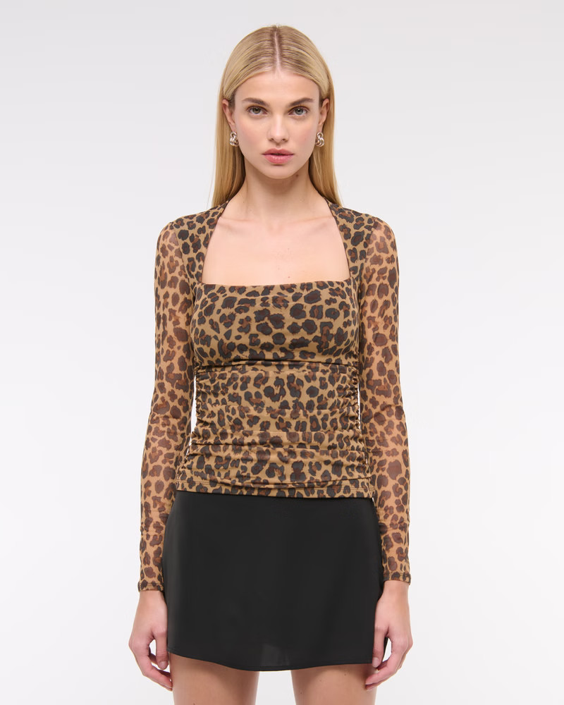 The A&F Ava Long-Sleeve Mesh Top | Abercrombie & Fitch (US)