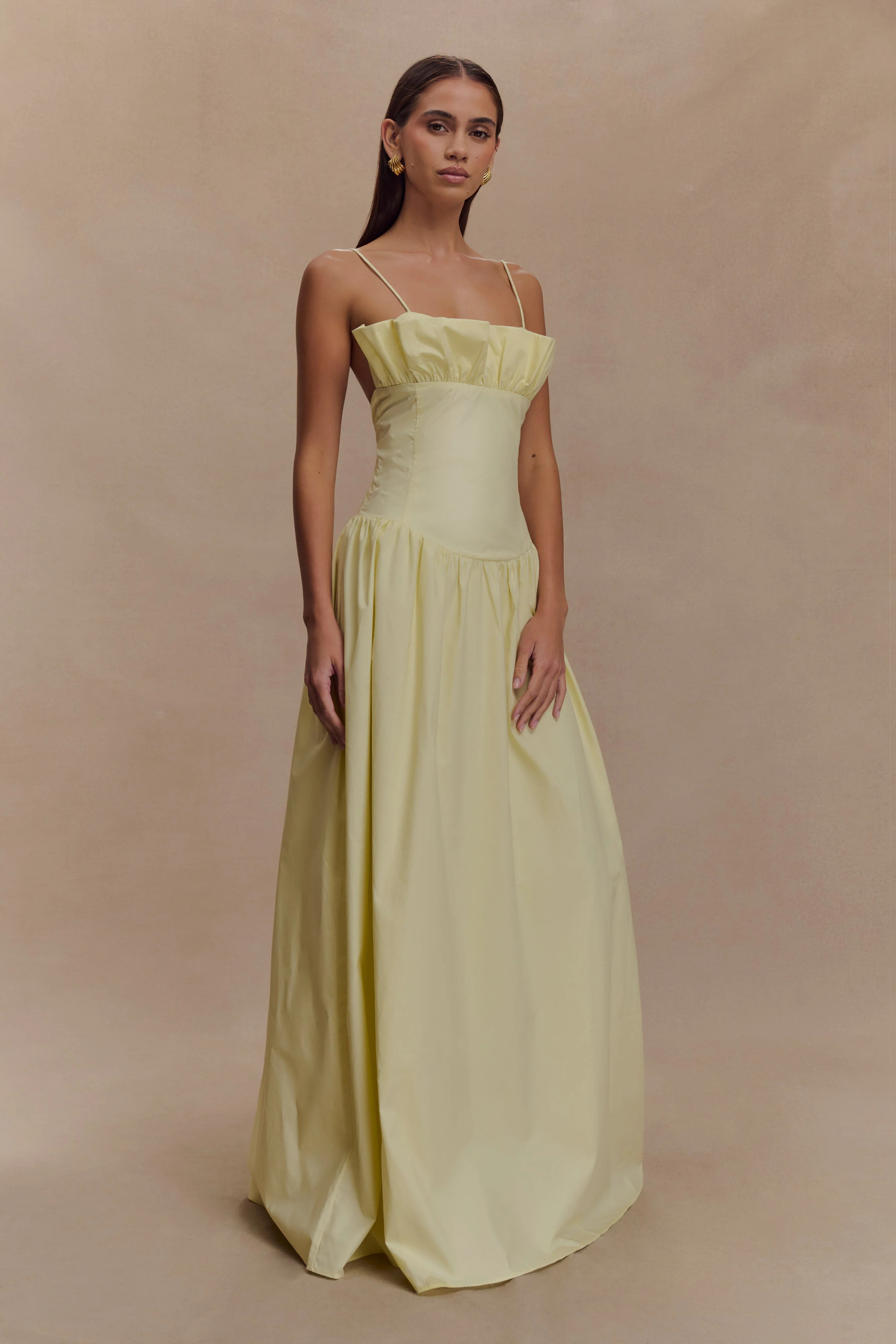 Cotton Frill Maxi Dress - Lemon | MESHKI US