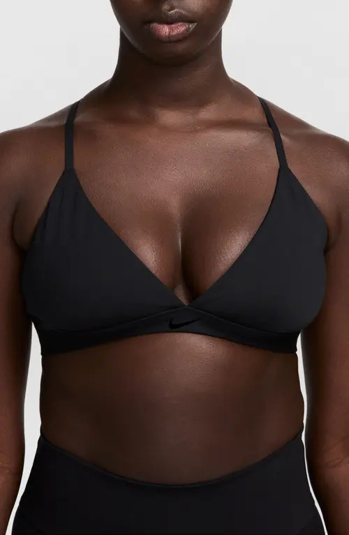 Nike Form Light-Support Non-Padded Triangle Sports Bra in Black/Smoke Grey at Nordstrom, Size X-Small | Nordstrom