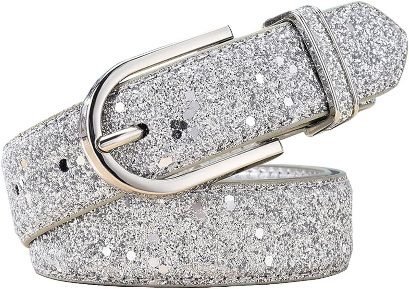 Fashion Sparkly PU Leather Waist Belts for Women Formal Dresses Jeans | Amazon (US)