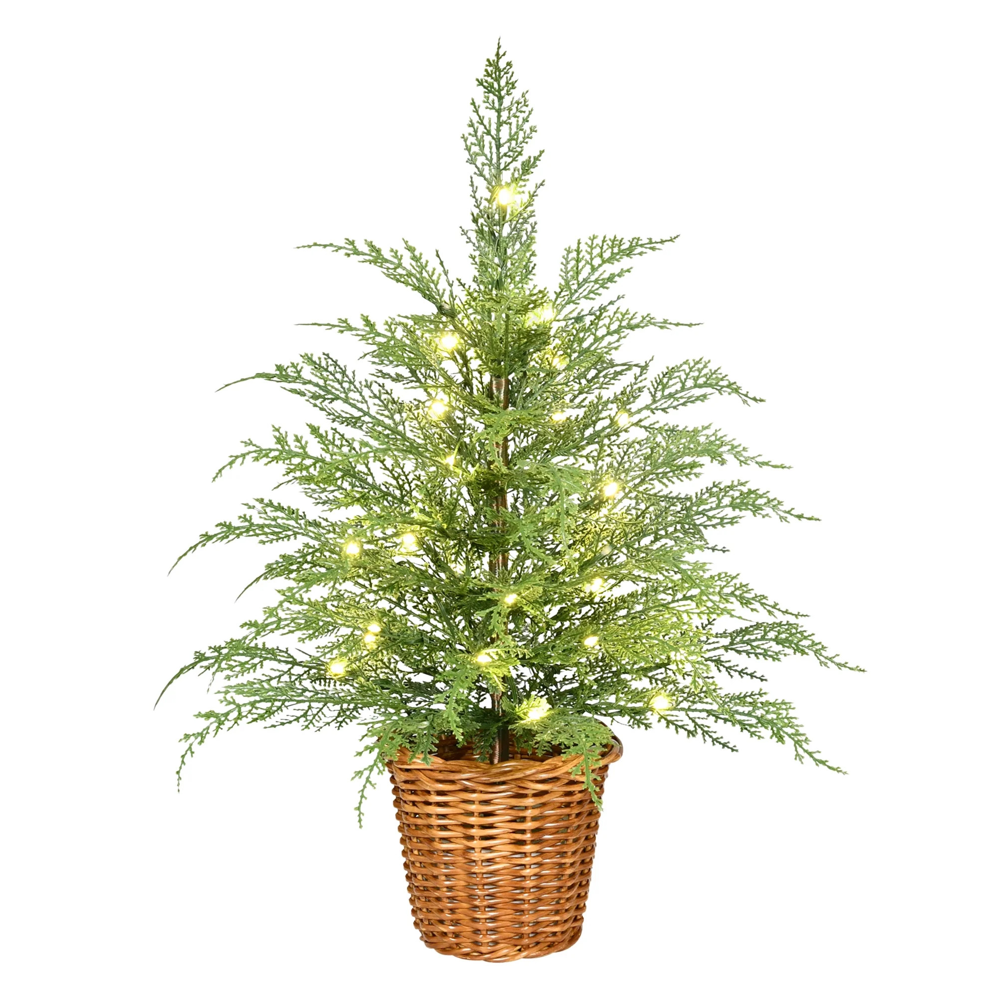 24" Pre-Lit Green Cypress Artificial Christmas Tree with 30 Warm White Twinkle LED Lights, by My ... | Walmart (US)