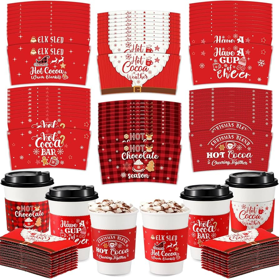 Remerry Christmas Coffee Sleeves, Christmas Hot Cup Sleeves Holiday Coffee Sleeves for 12 and 16 ... | Amazon (US)