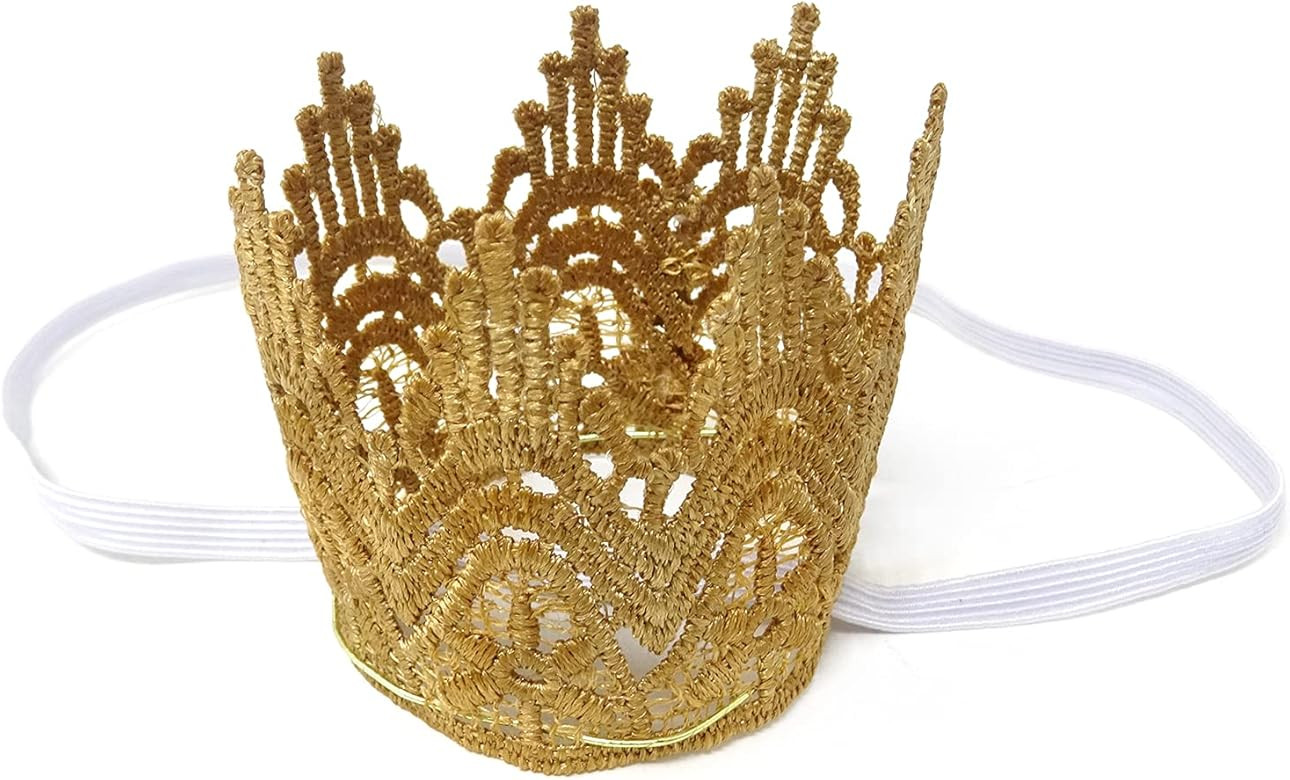 HONBAY Tiny Vintage Golden Lace Crown Headband, Baby Princess Tiara Crown, First Birthday Hat, Ne... | Amazon (US)