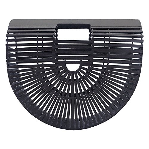 Miuco Womens Bamboo Handbag Handmade Large Tote Beach Bag Size Small Black | Amazon (US)