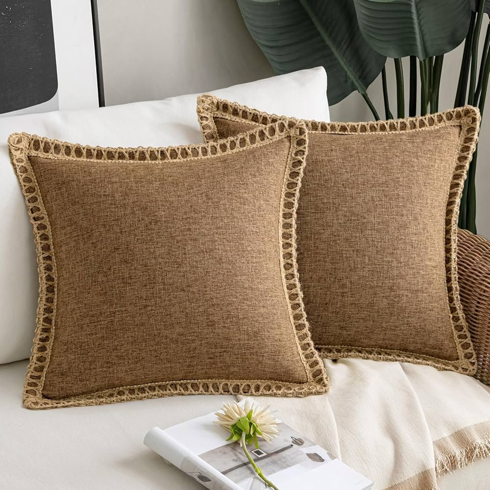 MIULEE Pack of 2 Decorative Throw Pillow Covers Modern Farmhouse Outdoor Pillow Covers Neutral Li... | Amazon (US)