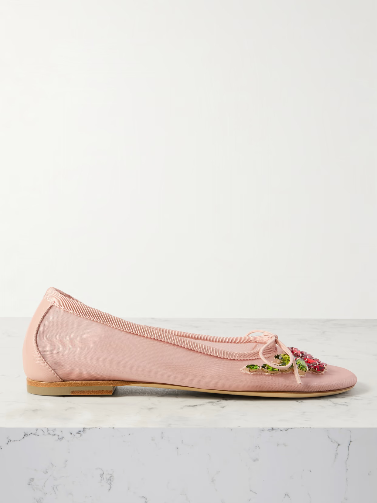 Simone Rocha - Crystal-embellished Mesh Ballet Flats - Pink | NET-A-PORTER (US)