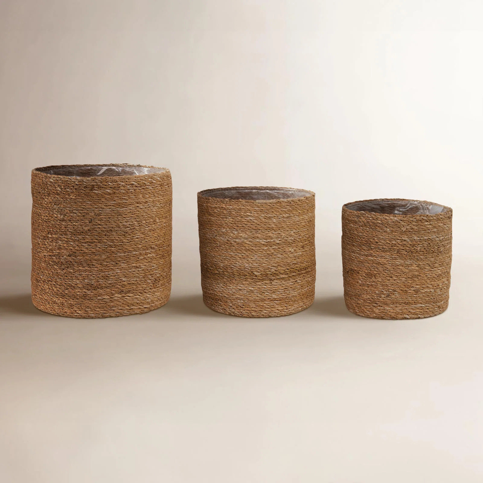 Zeppelin Hand-Woven Seagrass Baskets with Plastic Lining | Birch Lane