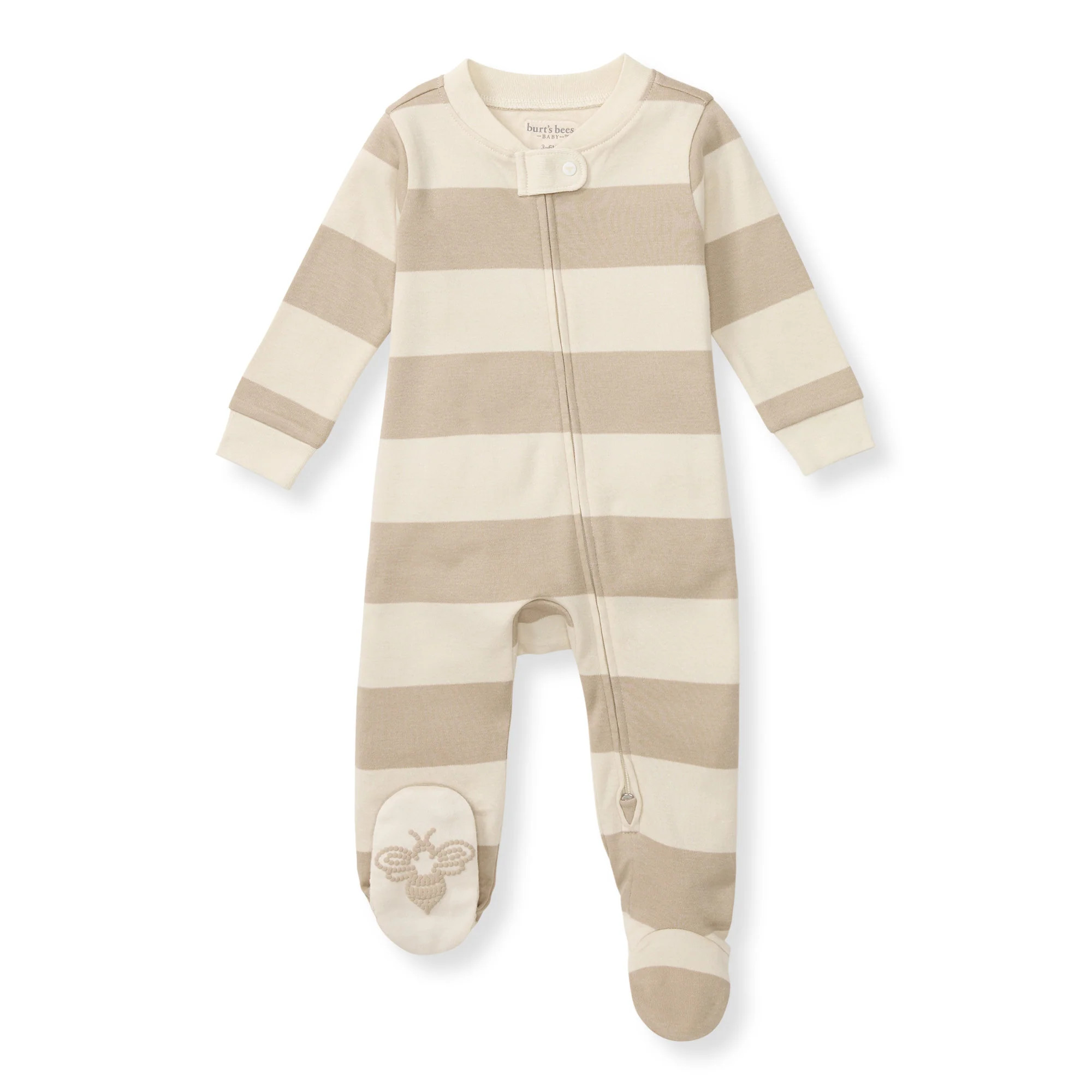 Mommy & Me Rugby Stripe Organic Cotton Sleep & Play - Oat | Burts Bees Baby