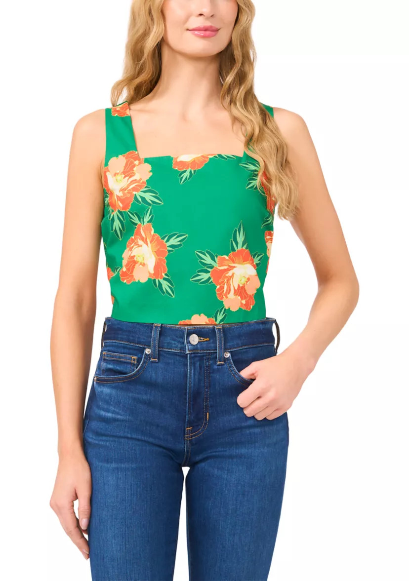 Square Neck Bold Floral Tank Top | Belk