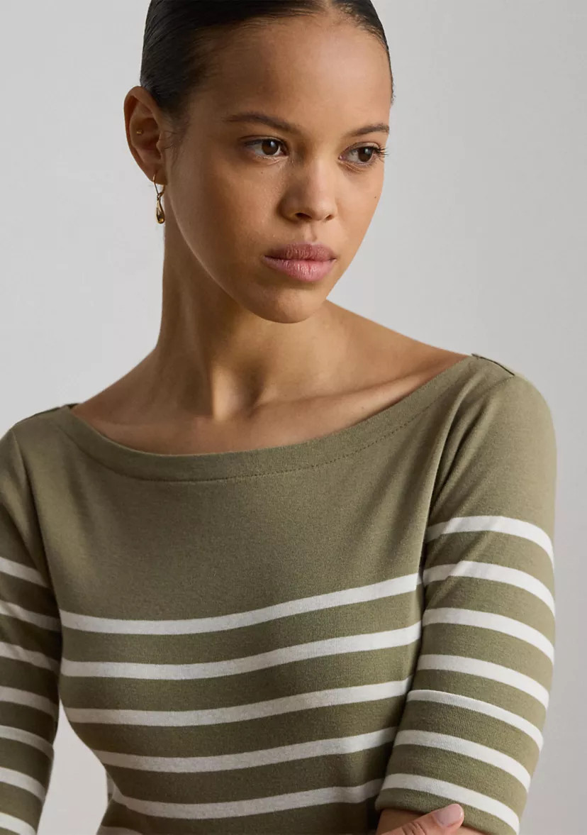 Breton-Stripe Cotton Ribbed Midi Dress | Belk