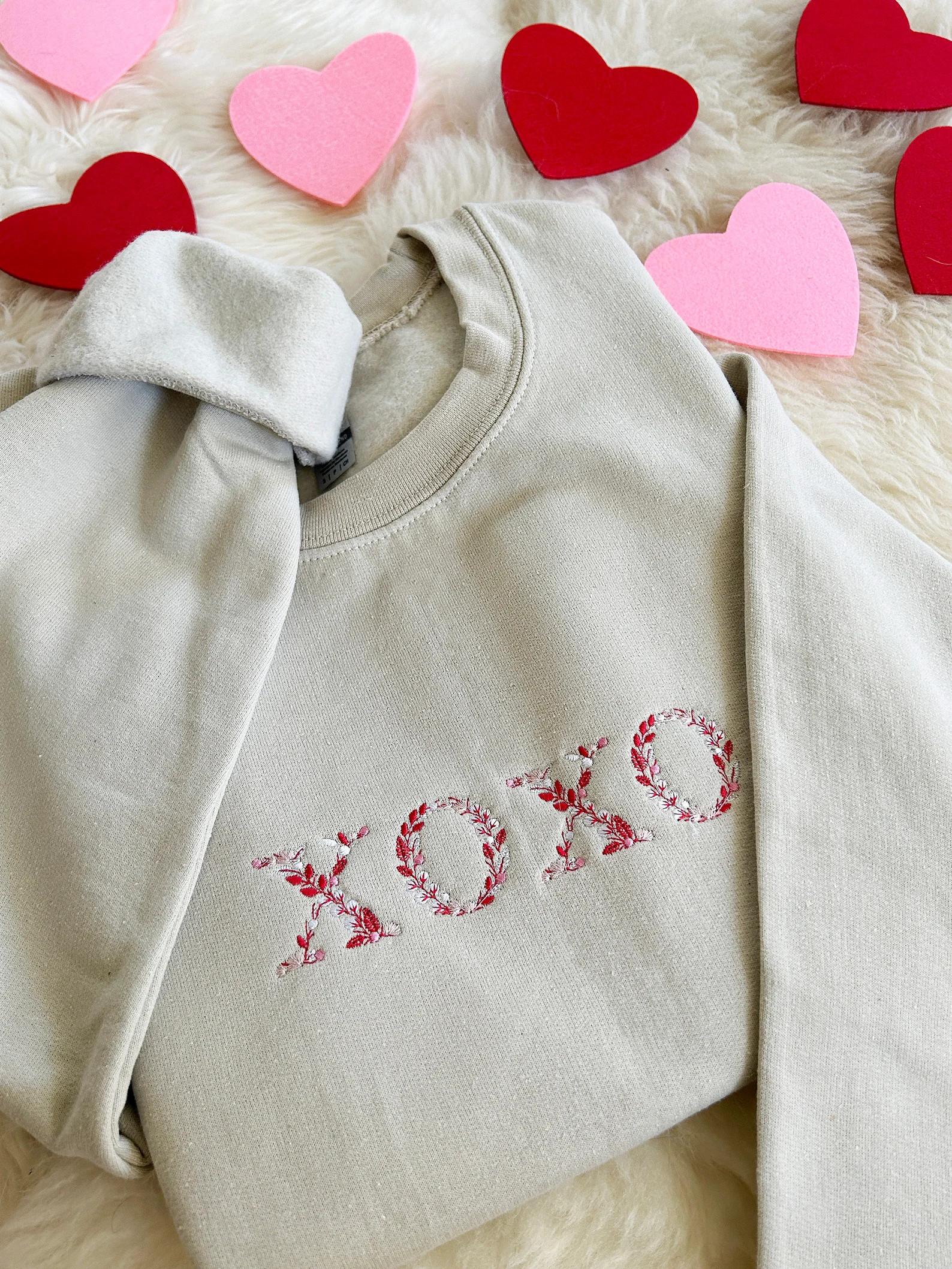 Embroidered Floral Valentine's Day Sweatshirt, Embroidered Valentine XOXO Crewneck Sweatshirt, Em... | Etsy (US)