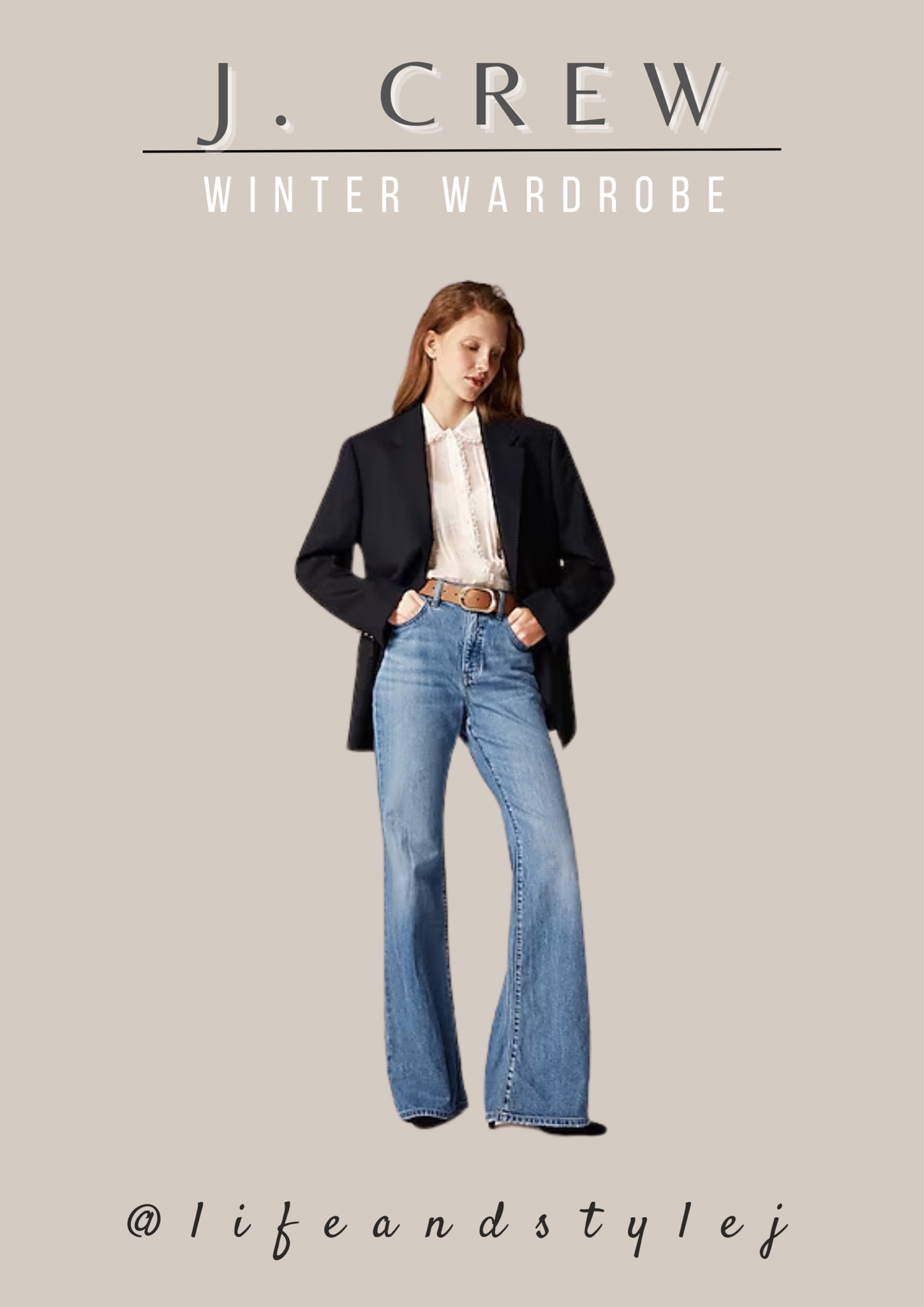 Step into vintage charm with the High-rise Flare Jeans in 1996 Semi-Stretch. Pair these flattering jeans with a tucked-in blouse and platform heels for a retro-inspired look. Add a wide-brim hat and oversized sunglasses to elevate your style game and channel that effortlessly chic vibe. #flare #jeans #blazer #blouse #pointedshoe #winter #inspo 

#LTKStyleTip #LTKSeasonal #LTKOver40