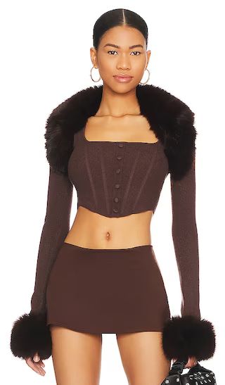 Faux Fur Knit Bolero in Chocolate Brown | Revolve Clothing (Global)