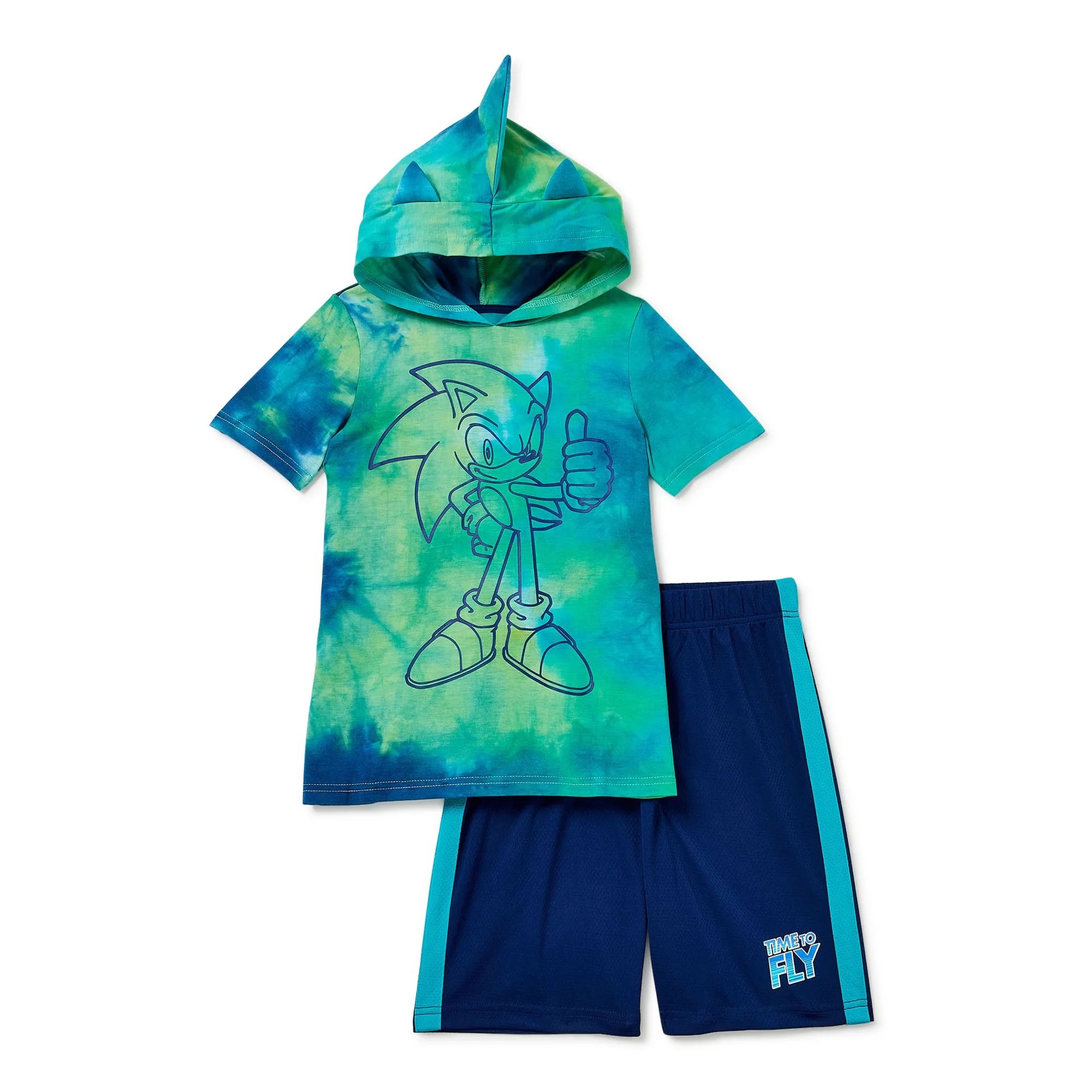 Sonic the Hedgehog Boys Hoodie T-Shirt & Knit Pull-On Shorts, 2 Piece Outfit Set, Sizes 4-12 | Walmart (US)