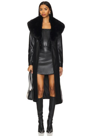 SAU LEE Simone Faux Leather Coat in Black from Revolve.com | Revolve Clothing (Global)