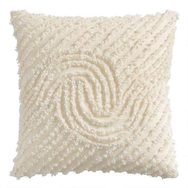 Ivory Embroidered Tufted Arch Throw Pillow | World Market