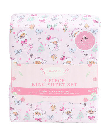 Retro Santa Sheet Set, Polyester | TJ Maxx