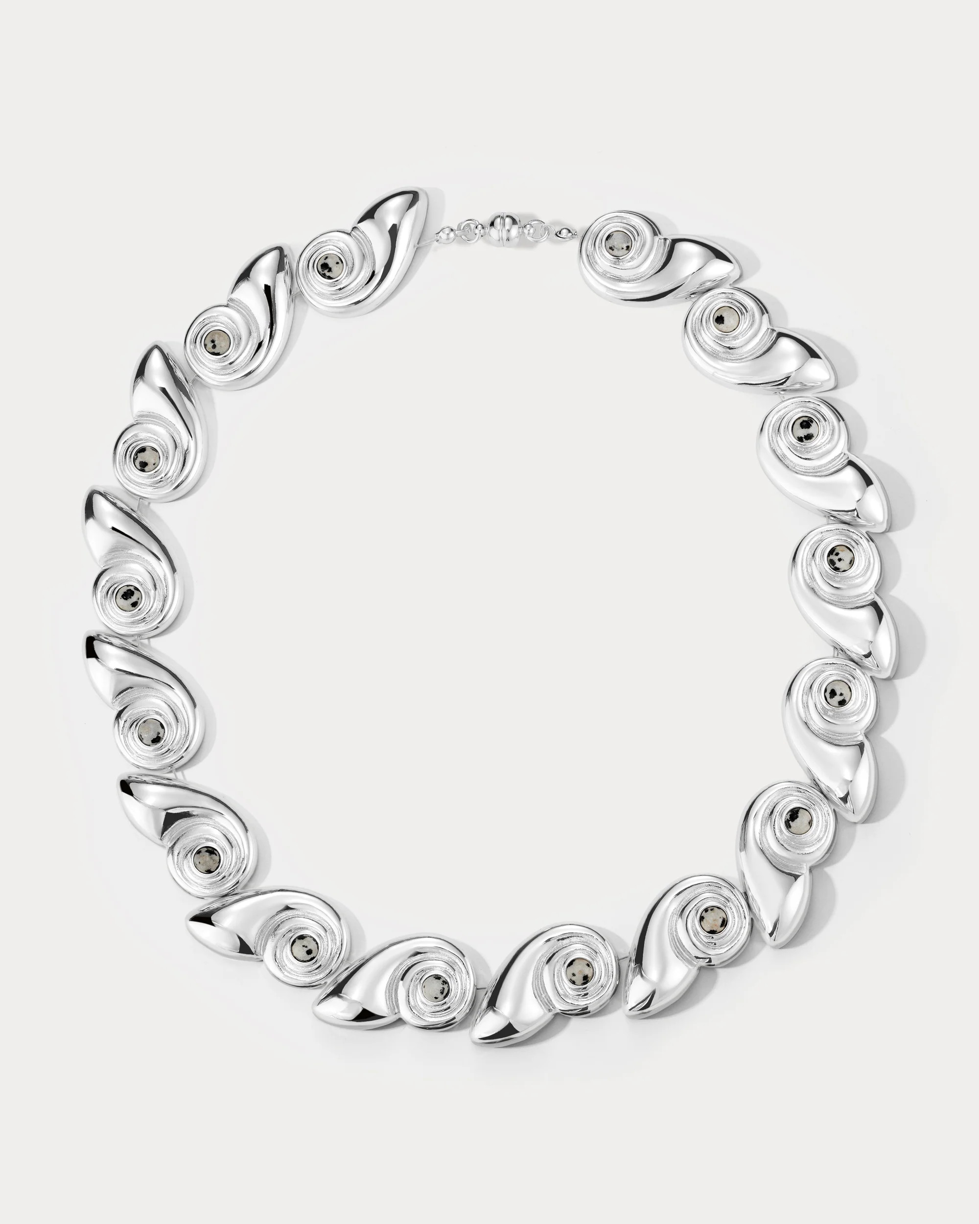 The Palma Shell Statement Necklace- Silver | Luv Aj Inc.