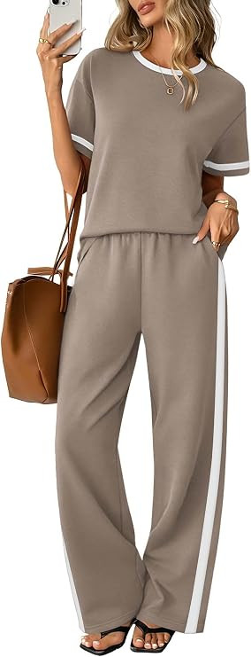 Sampeel 2 Piece Sets for Women Matching Sets Summer Outfits Resort Wear Short Sleeve Lounge Set W... | Amazon (US)