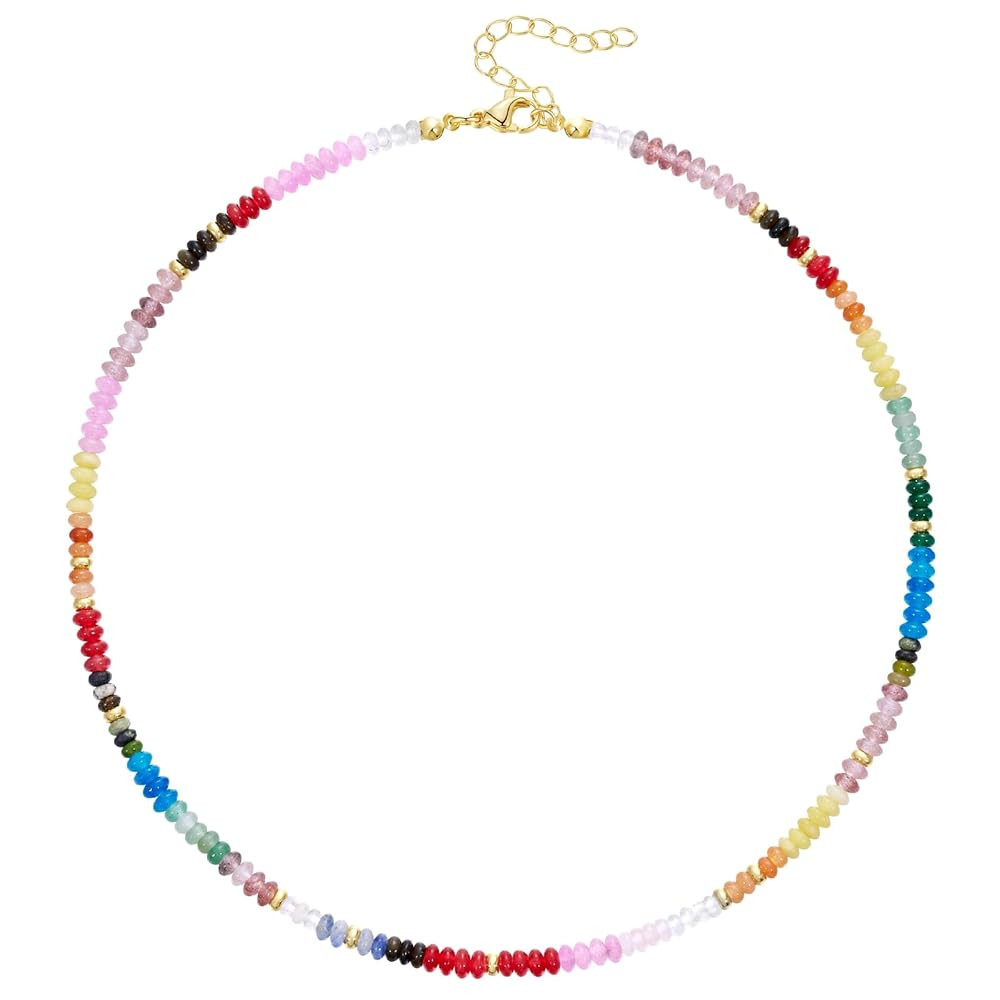 KELORIS PATH Beaded Necklace for Women, Colorful Gemstone Boho Bead Choker for Beach, Trendy Summ... | Amazon (US)