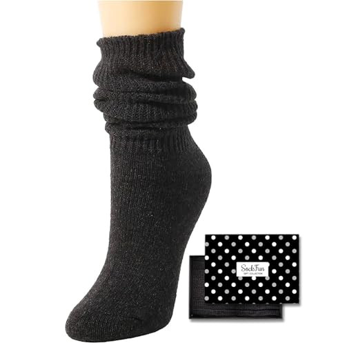 Slouch Scrunch Socks Women Girls - 90s Wool Long High Tube Socks Black | Amazon (US)