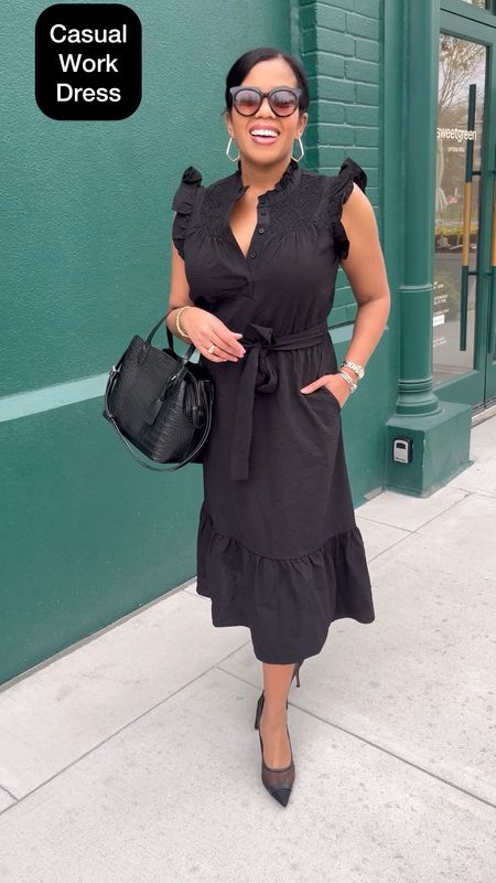 This classic black work dress is perfect for work! 

Spring work outfit. Spring office wear. Spring workwear. Business casual.

#LTKworkwear #LTKstyletip #LTKSeasonal