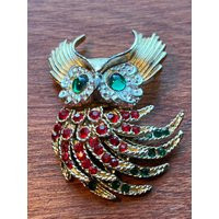 Vintage Stunning Owl Colorful Brooch Pin Art Great Gift Owls Animal Jewelry Idea | Etsy (US)