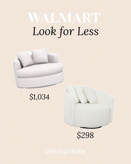 Drew Barrymore white boucle swivel cloud chair at Walmart is such a great find at $298, choose from cream or sage.  #lookalike #lookforless

#LTKhome