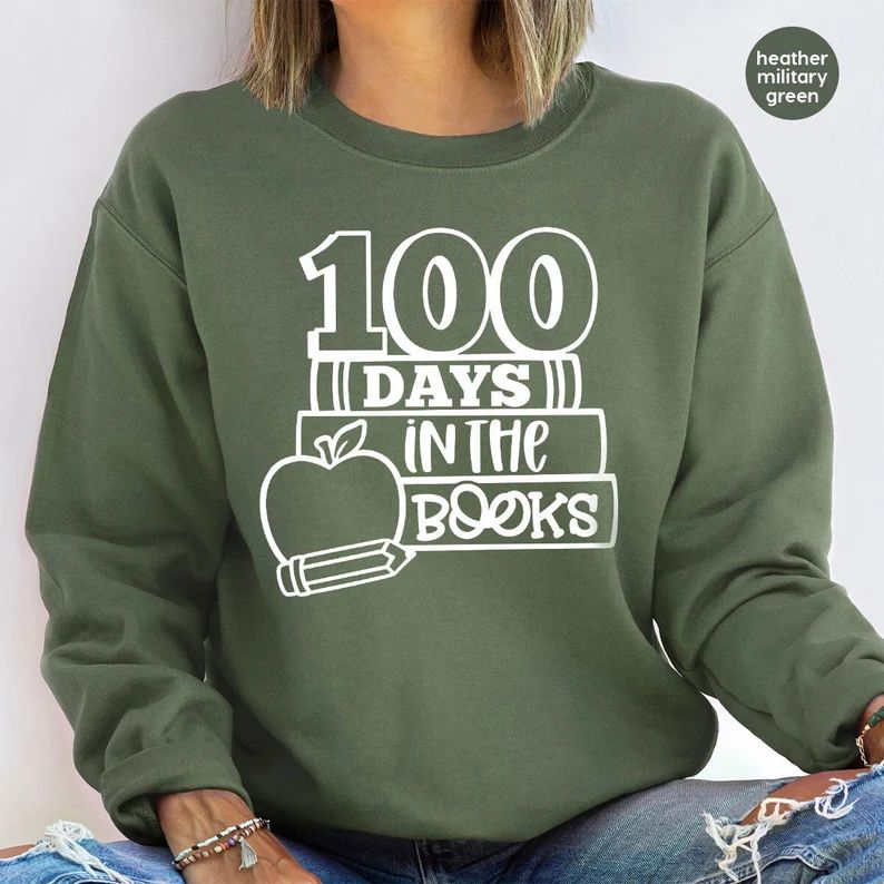 Funny Kids Long Sleeve Shirt, Happy 100th Day of School Hoodies, Cute School Sweatshirt, Teacher ... | Etsy (US)