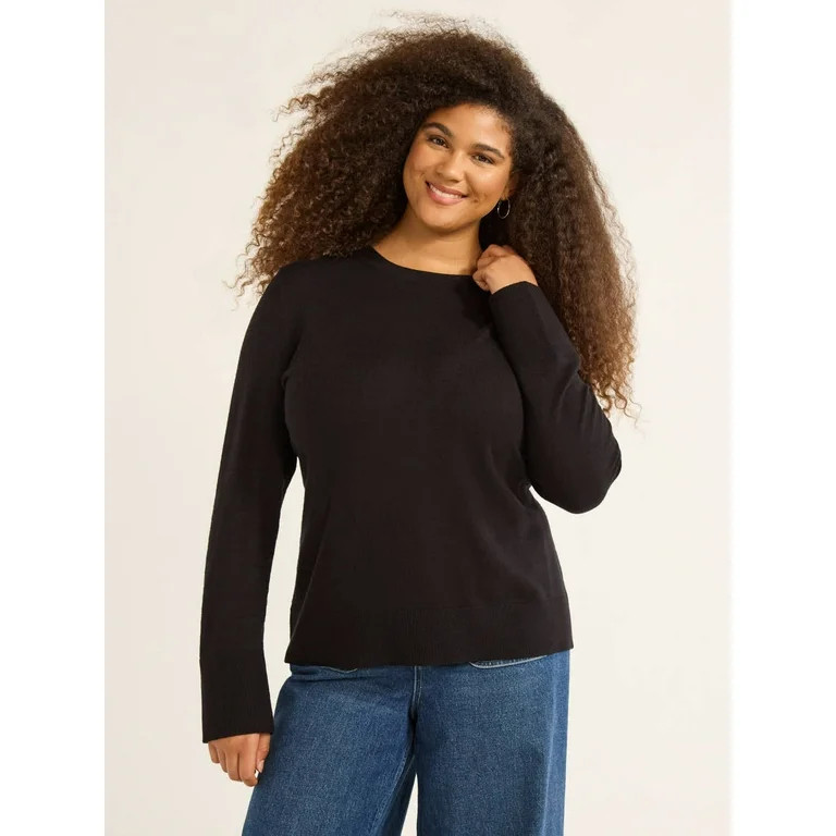 Free Assembly Women’s and Women's Plus Cozy Yarn Crewneck Sweater with Long Sleeves, Lightweigh... | Walmart (US)