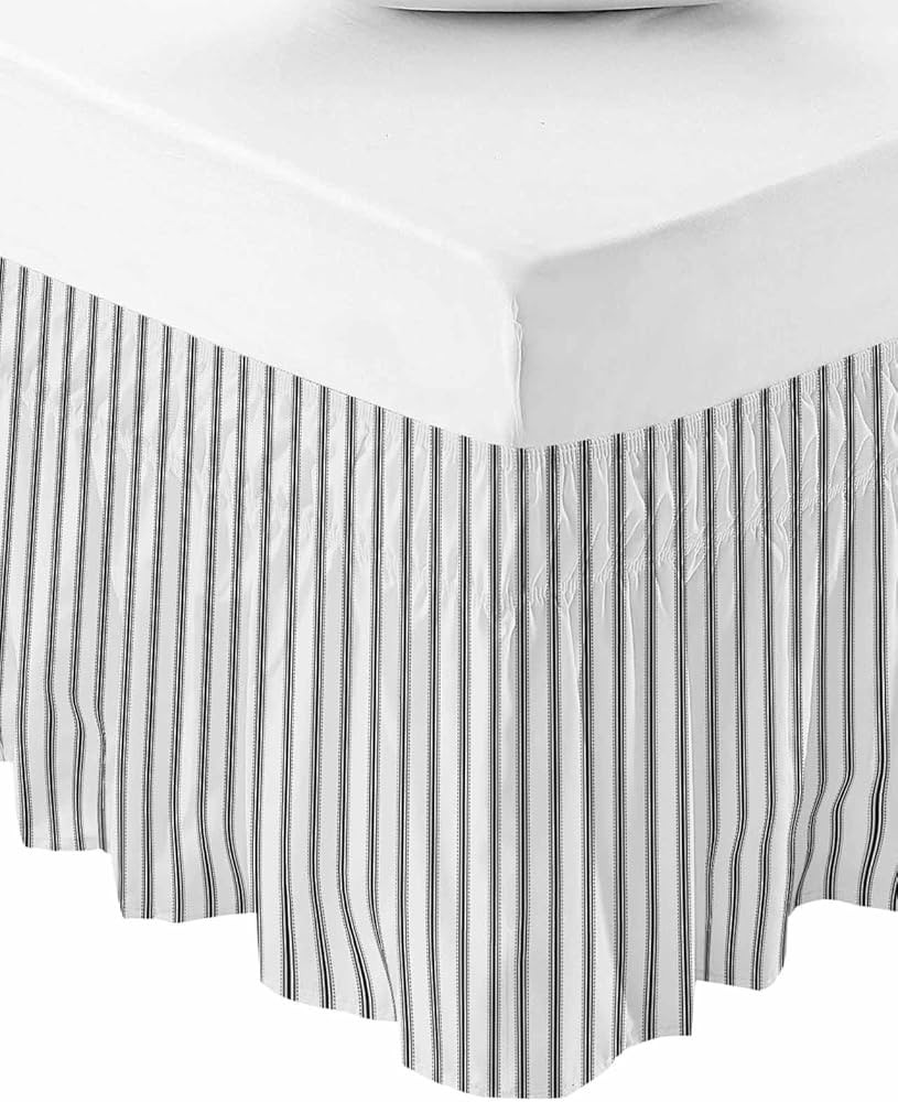 Black Striped Bed Skirt Queen Size 18 Inch Drop, Adjustable Elastic Bedskirt Dust Ruffle for Quee... | Amazon (US)