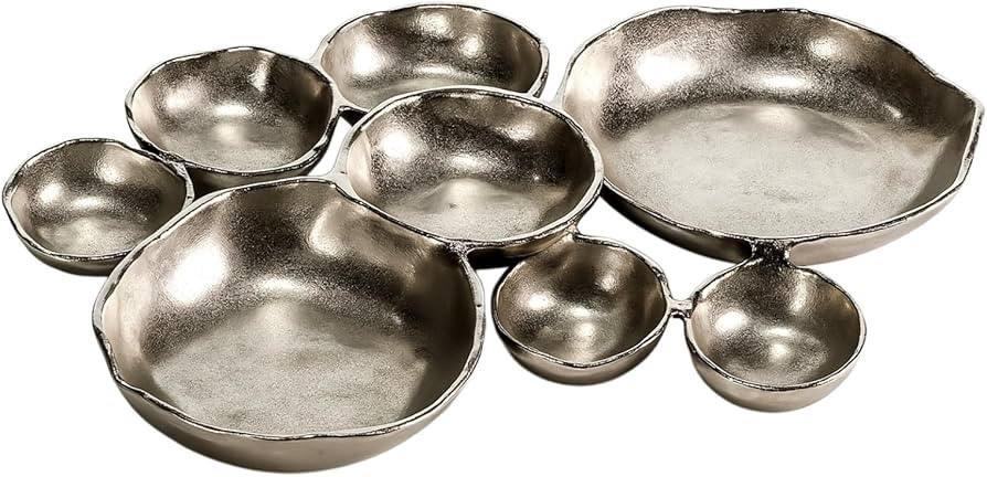 GUTE Cluster Decorative Bowls, Bright Silver Brass - Decoration, Snack Tray Bowl, Chip and Dip St... | Amazon (US)