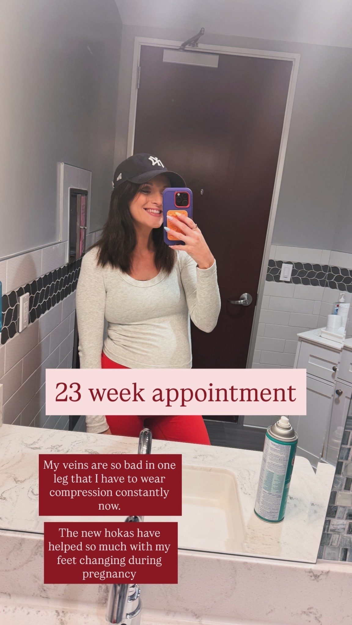 23 week appointment My veins are so bad in one leg that I have to wear compression constantly now. 

The new hokas have helped so much with my feet changing during pregnancy

#LTKBump #LTKActive #LTKBeauty