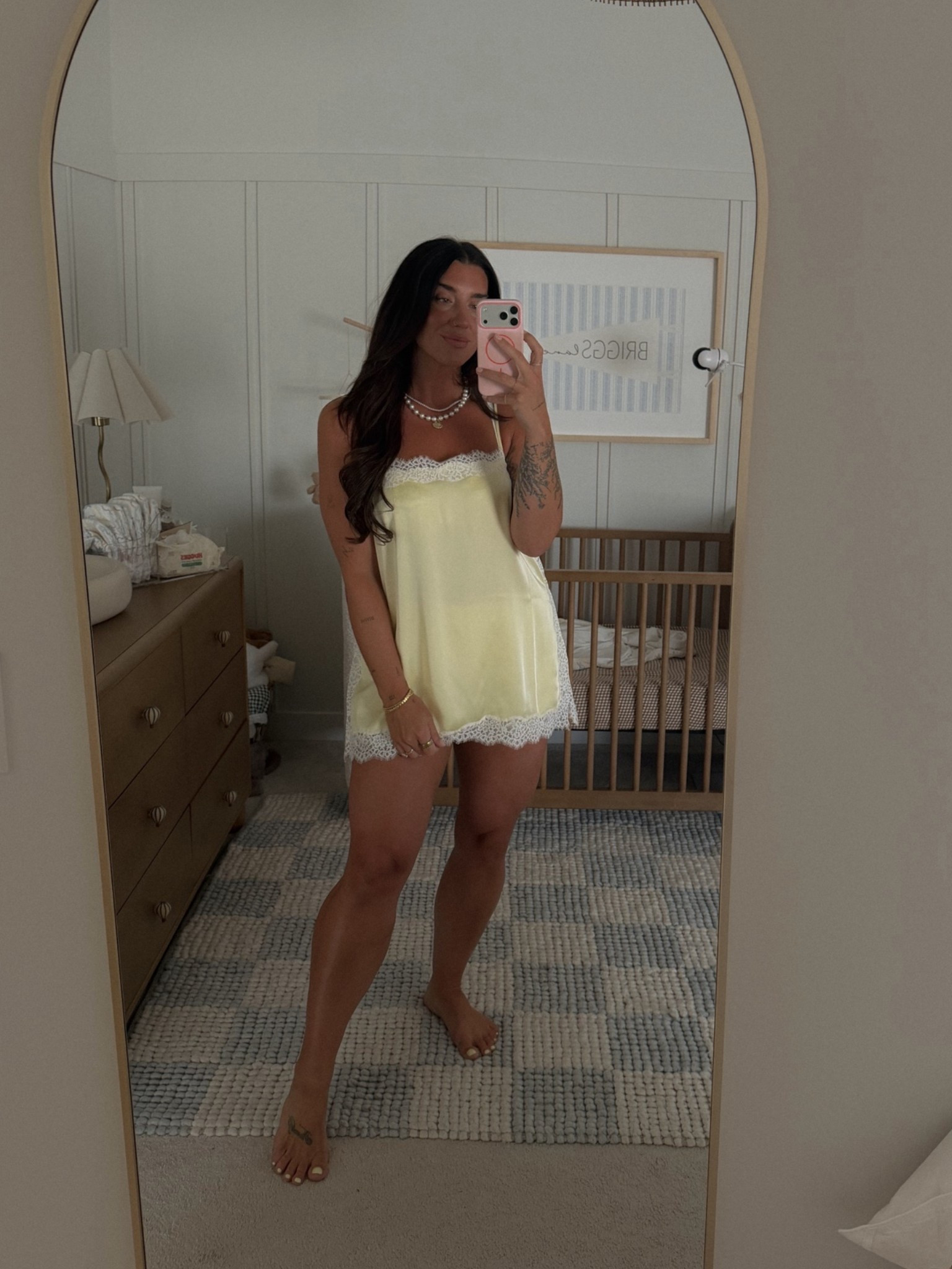 Cutie yellow satin set ! m in both ✨