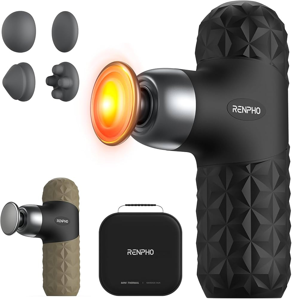 RENPHO Mini Thermal Massage Gun with Heat, Portable Deep Tissue Percussion Massager, Color Silico... | Amazon (US)