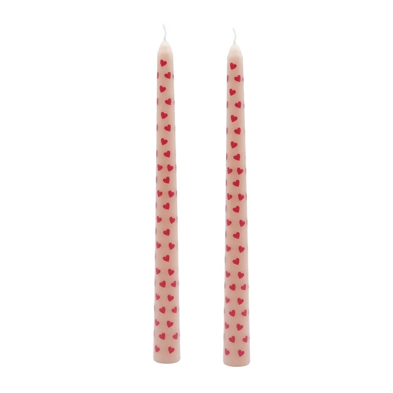 My Texas House Valentine 10" Red Hearts & Pink Taper Candles, Unscented, 2 Count | Walmart (US)