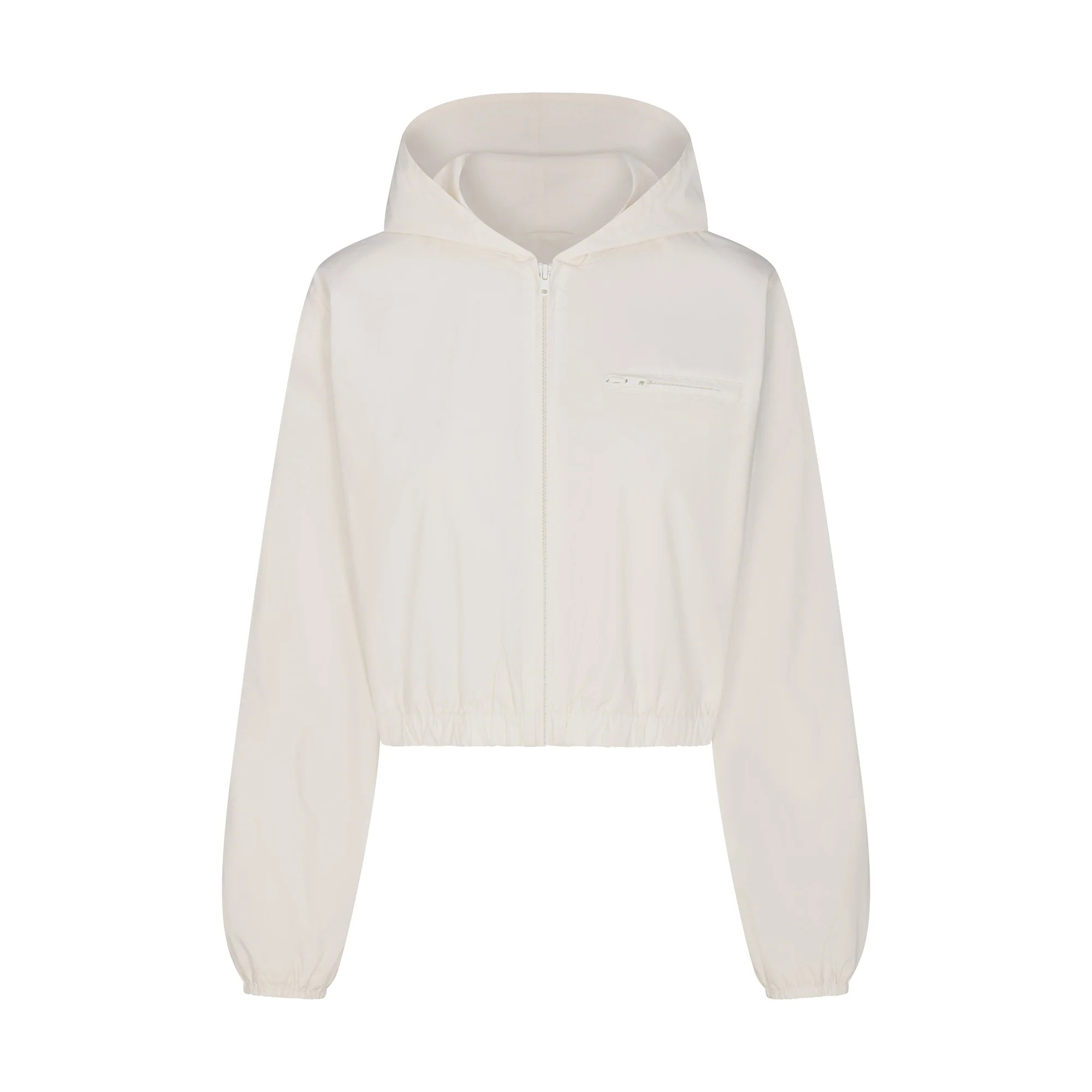 WOVEN COTTON CROPPED ZIP UP JACKET | EGRET | SKIMS | SKIMS (US)